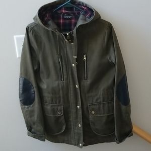 TOPSHOP olive green cotton hooded parka jacket